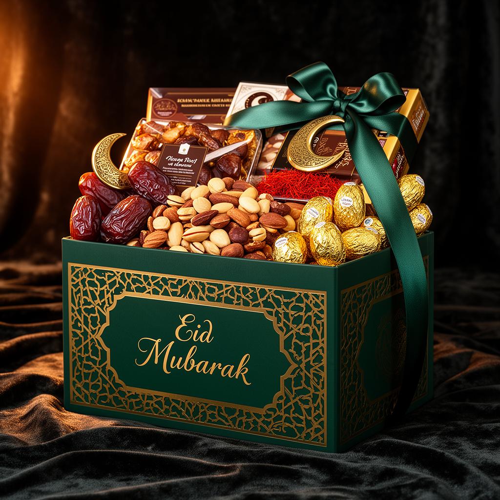 Eid Signature Gift Pack — 2kg — Generous mewa, saffron & gold-foil chocolates. (Chocolates & Gifts at Pansari Point)