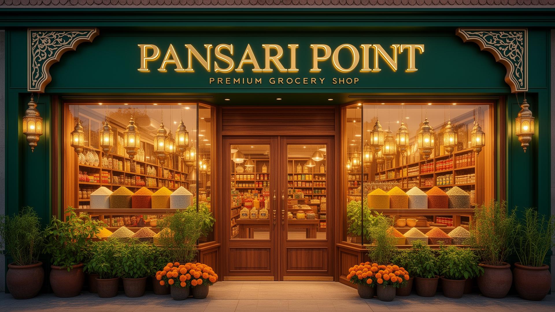Pansari Point — Premium green & gold storefront